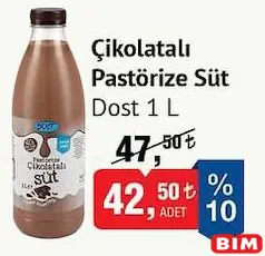 DOST ÇİKOLATALI PASTÖRİZE SÜT 1 L fiyat ve kampanya bilgisi